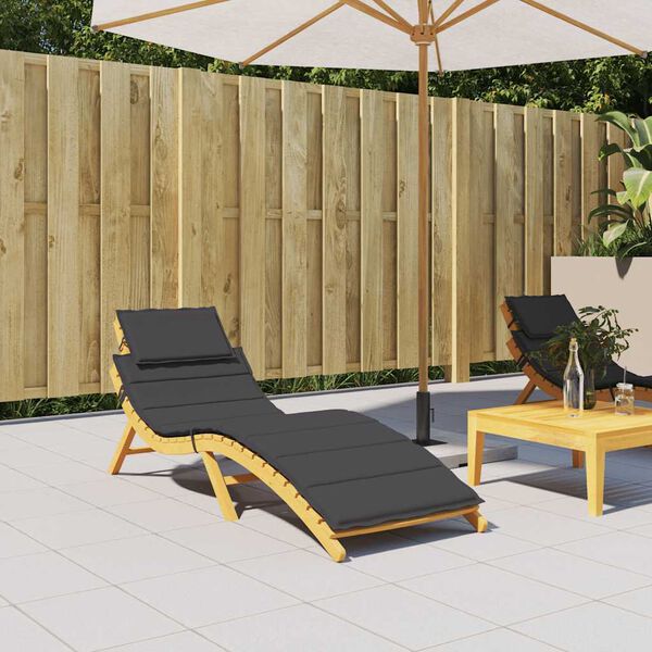 vidaXL Sun Lounger Cushion Black 186x58x4cm Oxford Fabric