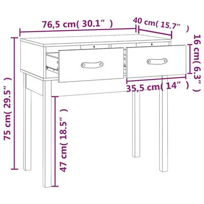 vidaXL Console Table 76.5x40x75 cm Solid Wood Pine