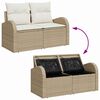 vidaXL Garden Sofa Beige 124 x 62 x 69cm Poly Rattan