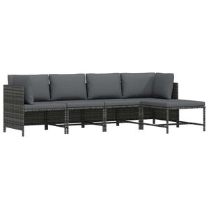 vidaXL 4 Piece Garden Lounge Set with Cushions Poly Rattan Grey