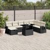 vidaXL 9 Piece Garden Sofa Set with Cushions Black Poly Rattan