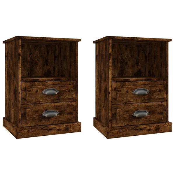 vidaXL Bedside Cabinets 2 pcs Smoked Oak 43x36x60 cm