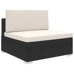 vidaXL Sectional Middle Seat 1 pc with Cushions Poly Rattan Black