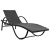 vidaXL Sun Lounger with Cushion Poly Rattan Black