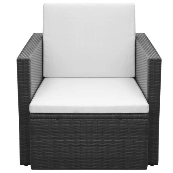 vidaXL Garden Chair with Cushions and Pillows Poly Rattan Black