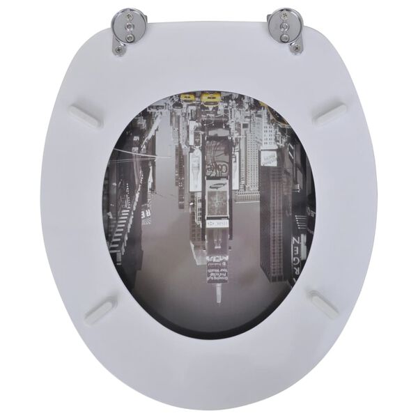 vidaXL Toilet Seats with Lids 2 pcs MDF New York