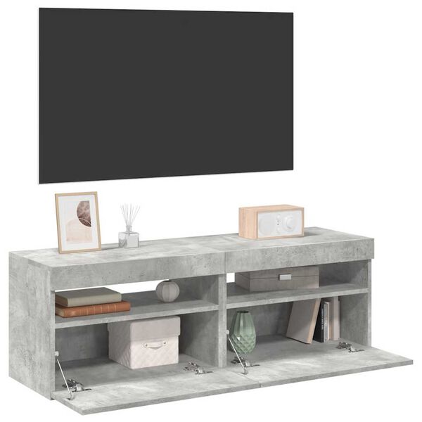 vidaXL TV Cabinets with LED Lights 2 pcs Concrete Grey 60x35x40 cm