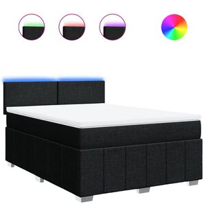 vidaXL Box Spring Bed with Mattress Black Queen Fabric