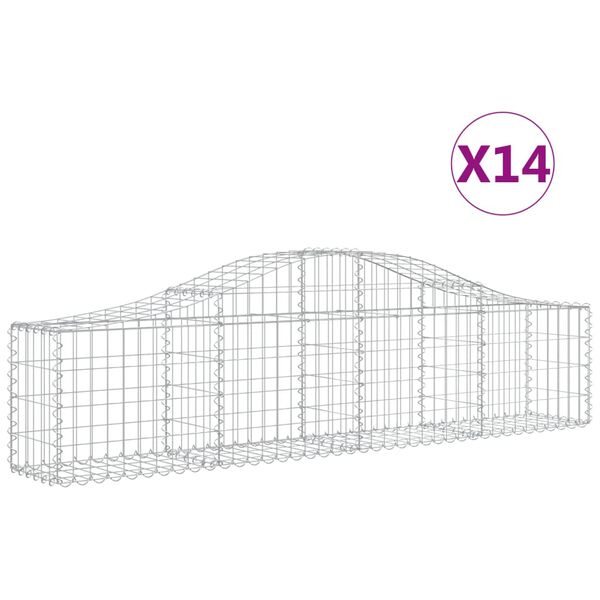 vidaXL Arched Gabion Baskets 14 pcs 200x30x40/60 cm Galvanised Iron