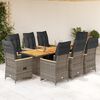 vidaXL 9 Piece Garden Bistro Set with Cushions Grey Poly Rattan