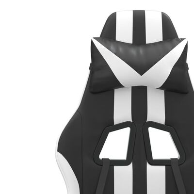 vidaXL Gaming Chair with Footrest Black and White Faux Leather