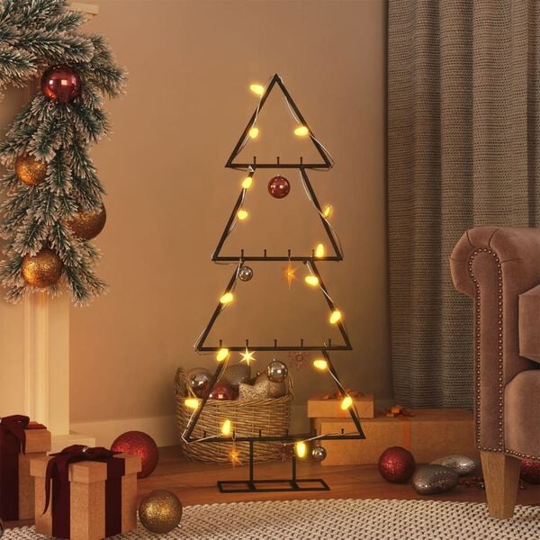 vidaXL Metal Christmas Tree for Decoration Black 90 cm