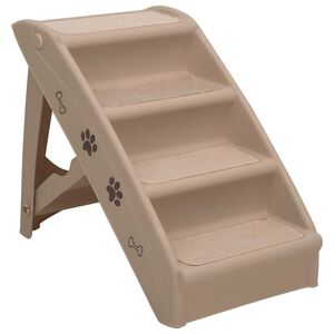 vidaXL Dog Stair | Brown | Polypropylene | 62x40x49.5 cm | Foldable | Dog Stair