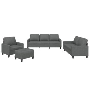 vidaXL 4 Piece Sofa Set with Cushions Dark Grey Fabric