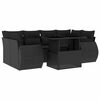 vidaXL 7 Piece Garden Sofa Set with Cushions Black Poly Rattan