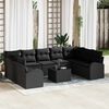 vidaXL Sofa Set with Cushion 10 pcs Black Poly Rattan