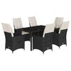 vidaXL 7 Piece Garden Dining Set with Cushions Black Poly Rattan
