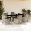 vidaXL 7 Piece Garden Dining Set with Cushions Light Grey Poly Rattan and Glass