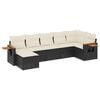 vidaXL 7 Piece Garden Sofa Set with Cushions Black Poly Rattan