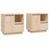 vidaXL Bedside Cabinet | Set of 2 | Natural Wood | Solid Pine Wood | Medium