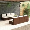 vidaXL 7 Piece Garden Lounge Set with Cushions Poly Rattan Brown