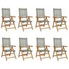 vidaXL Reclining Folding Chairs 8 pcs Grey Poly Rattan and Solid Wood