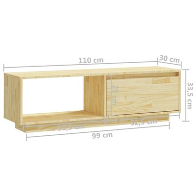 vidaXL TV Cabinet 110x30x33.5 cm Solid Pinewood