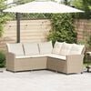 vidaXL L-shaped Couch Sofa with Cushions Beige Poly Rattan