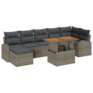 vidaXL Garden Sofa Set with Storage 8 pcs Grey Poly rattan