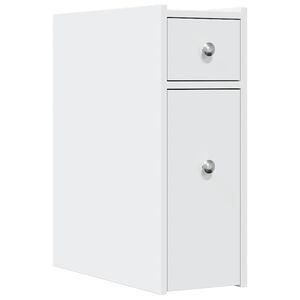 vidaXL Narrow Bathroom Cupboard with Wheels White Engineered Wood