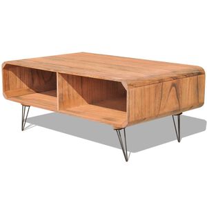 vidaXL Coffee Table | Brown | Solid Paulownia wood, steel | 90 x 55.5 x 38.5 cm