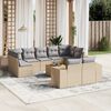 vidaXL 10 Piece Garden Sofa Set with Cushions Beige Poly Rattan