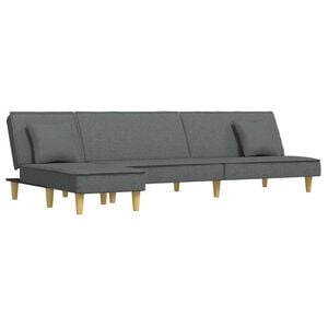 vidaXL L-shaped Sofa Bed Dark Grey 255x140x70 cm Fabric