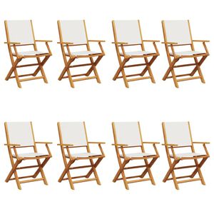 vidaXL Folding Garden Chairs 8 pcs Cream White Fabric and Solid Wood