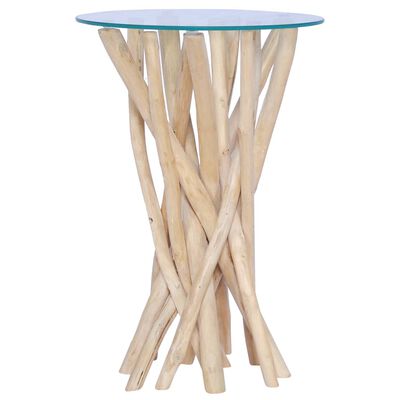 vidaXL Coffee Table with Glass Top 35x35x50 cm Solid Teak Wood