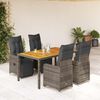 vidaXL 5 Piece Garden Bistro Set with Cushions Grey Poly Rattan