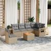 vidaXL 7 Piece Garden Sofa Set with Cushions Mix Beige Poly Rattan
