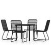 vidaXL 5 Piece Garden Dining Set Black