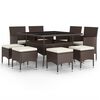 vidaXL 9 Piece Garden Dining Set Poly Rattan Brown