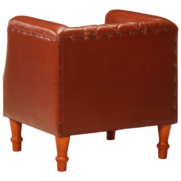vidaXL Tub Chair Brown Real Goat Leather