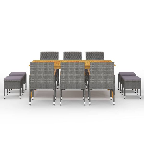 vidaXL 11 Piece Garden Dining Set Grey