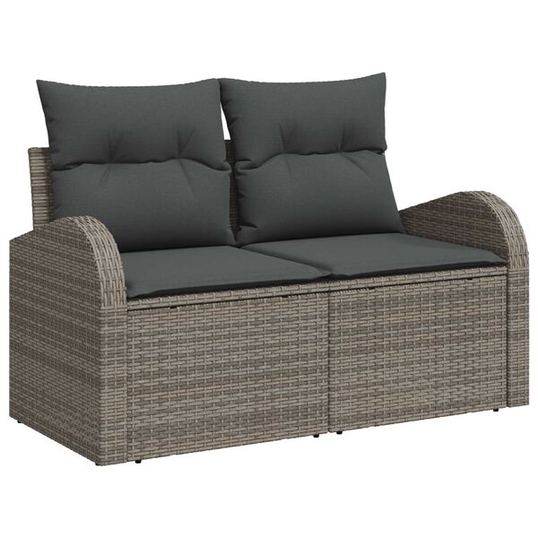 vidaXL Garden Sofa Set Height-Adjustable 8 pcs Grey Poly Rattan