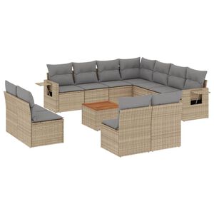 vidaXL 12 Piece Garden Sofa Set with Cushions Mix Beige Poly Rattan