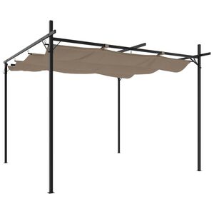 vidaXL Pergola with Retractable Roof Taupe 295x292x230 cm