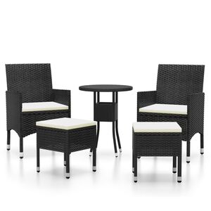 vidaXL 5 Piece Garden Lounge Set Poly Rattan Black