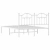 vidaXL Metal Bed Frame without Mattress with Headboard White 135x190cm