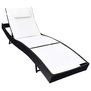vidaXL Sun Lounger Poly Rattan Black