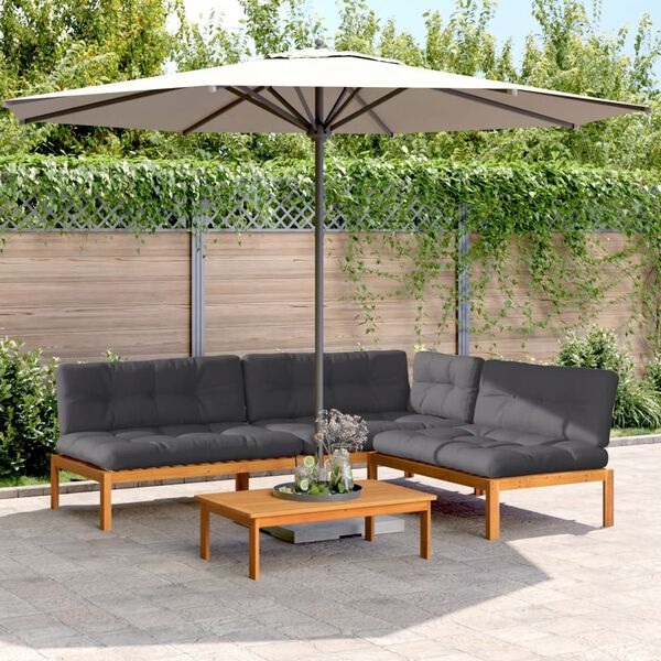 vidaXL 4 Piece Garden Pallet Sofa Set with Cushions Solid Wood Acacia