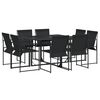 vidaXL 9 Piece Garden Dining Set Black Textilene