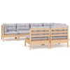 vidaXL 7 Piece Garden Lounge Set with Grey Cushions Solid Pinewood